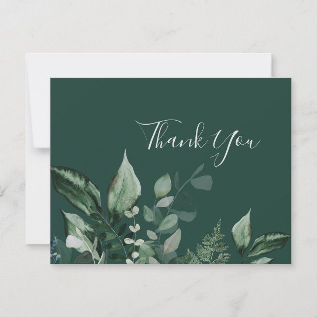 Émeraude | Carte de remerciements vert (Devant)