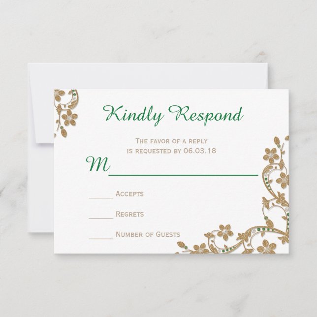 Émeraude et or épousant RSVP (Devant)