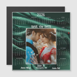Émeraude Luxe Satin Sauvegarder la Date Couple Fia