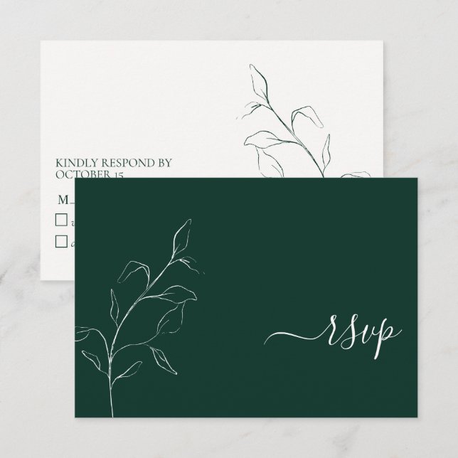Émeraude moderne vert Script Botanique Pas de menu (Devant / Derrière)