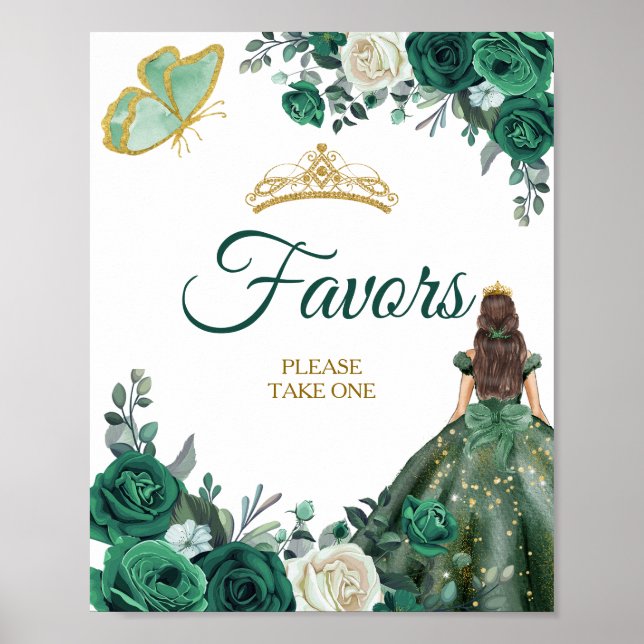Émeraude Robe Verte Quinceañera Favore Poster (Devant)