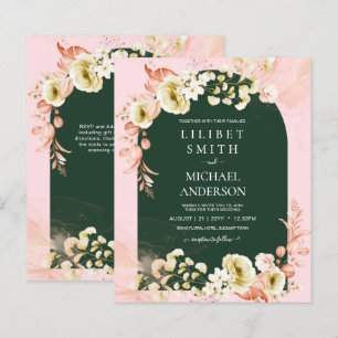 Émeraude saison PINK Green Floral Mariage invite