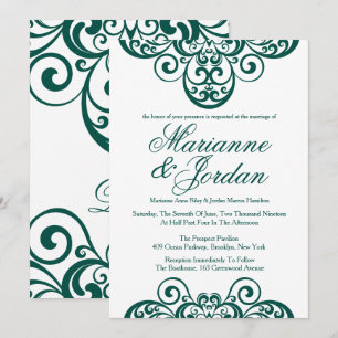 Émeraude Vert Émeraude Ornate Invitations de maria