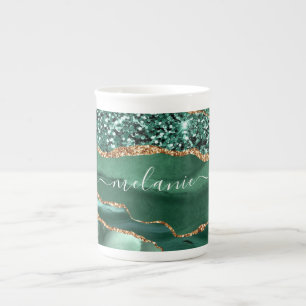 Émeraude Vert or Chine Mug avec nom personnalisé