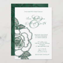 Émeraude verte Argent Élégant Mariage Invitation
