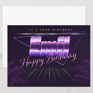 Emil Nom Prénom lila retro Carte Anniversaire