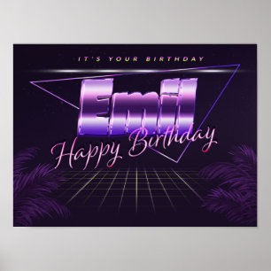 Emil Nom Vorname lila retro Poster Geburtstag