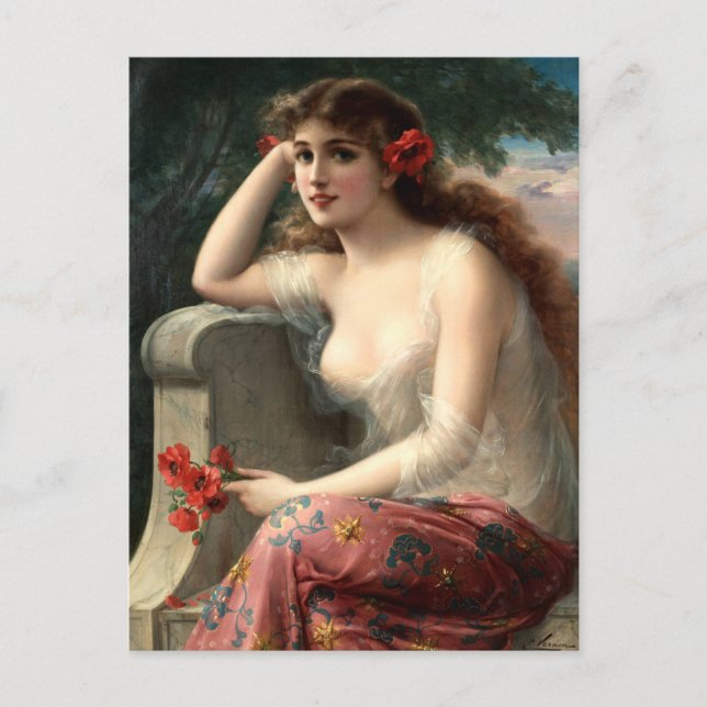 Emile Vernon Girl avec une carte postale (Devant)