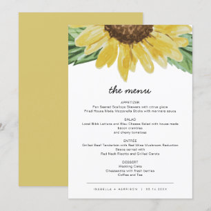 Emma - Cartes de menu de mariage tournesol rustiqu