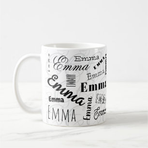 Emma Nom personnalisé Mug café blanc noir