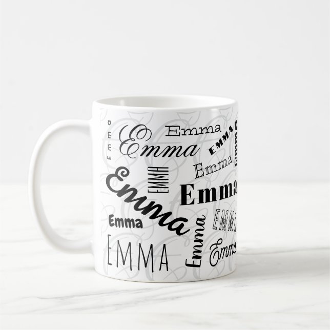Emma Nom personnalisé Mug café blanc noir (Gauche)