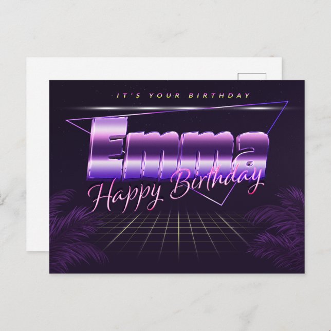 Emma Nom Prénom Date de naissance de la carte post (Devant / Derrière)