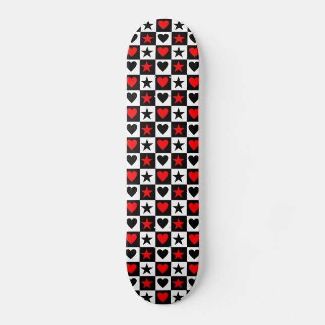 Emo Hearts & Stars Skateboard Deck (Recto)