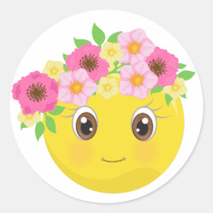 Emoji assez Girly avec des autocollants de fleurs