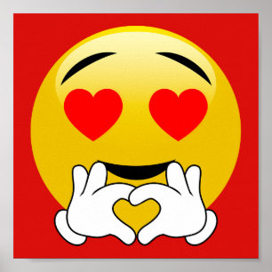 Emoji Coeur Avec Mains D'Amour Poster Rouge