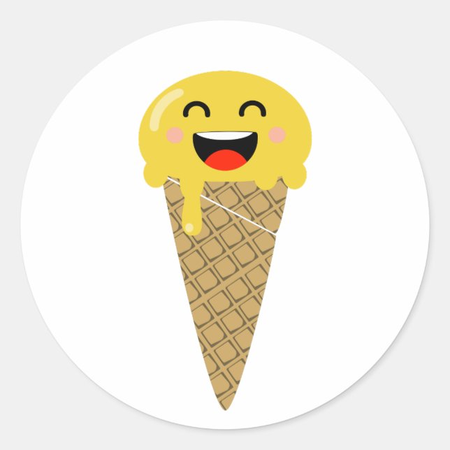 Emoji crème glacée Happy Sticker (Devant)