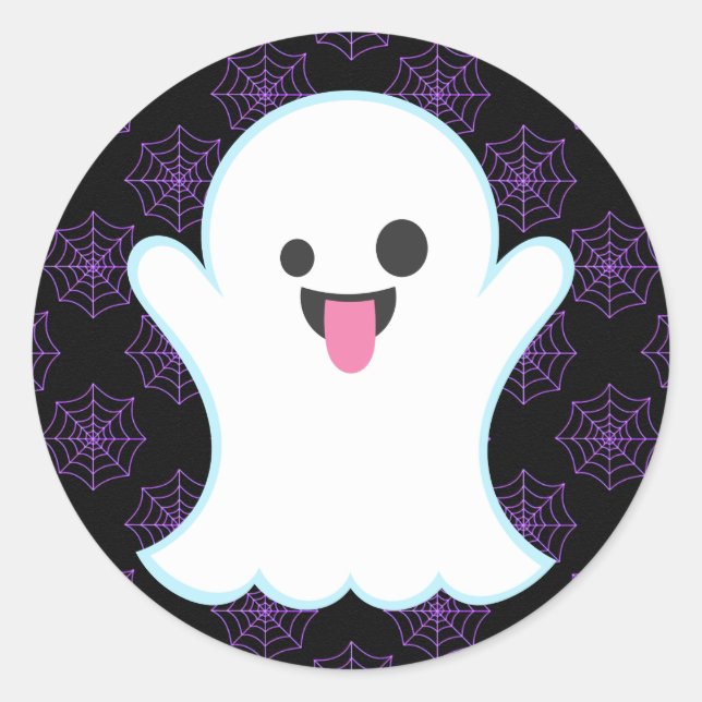 Emoji Ghost sur Spiderwebs Stickers Halloween (Devant)