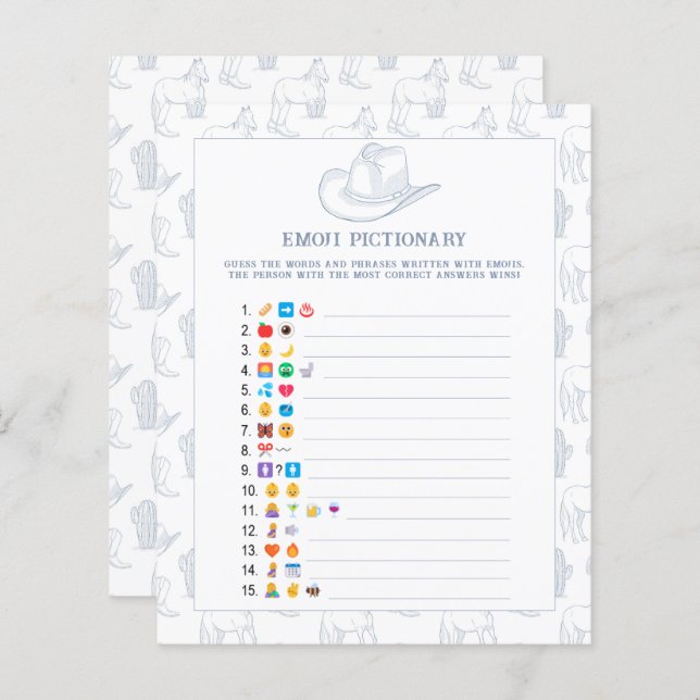 Emoji jeu photo Cowboy baby shower (Devant / Derrière)