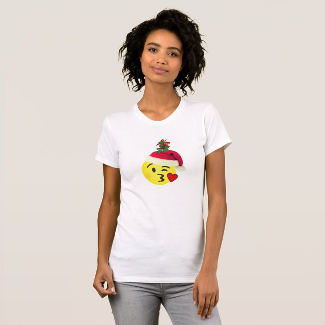 emoji kiss under mistletoe noël tshirt design (Devant entier)