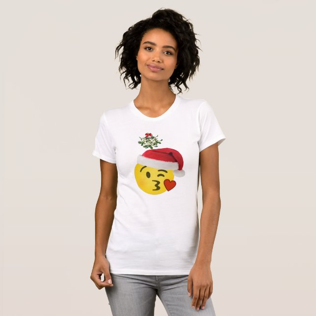 emoji kiss under mistletoe noël tshirt design (Devant entier)