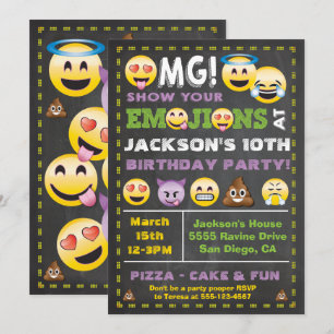 Emoji Party OMG Birthay Invitation