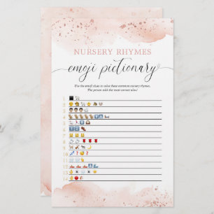 Emoji pictionary baby shower jeu d'aquarelle rose