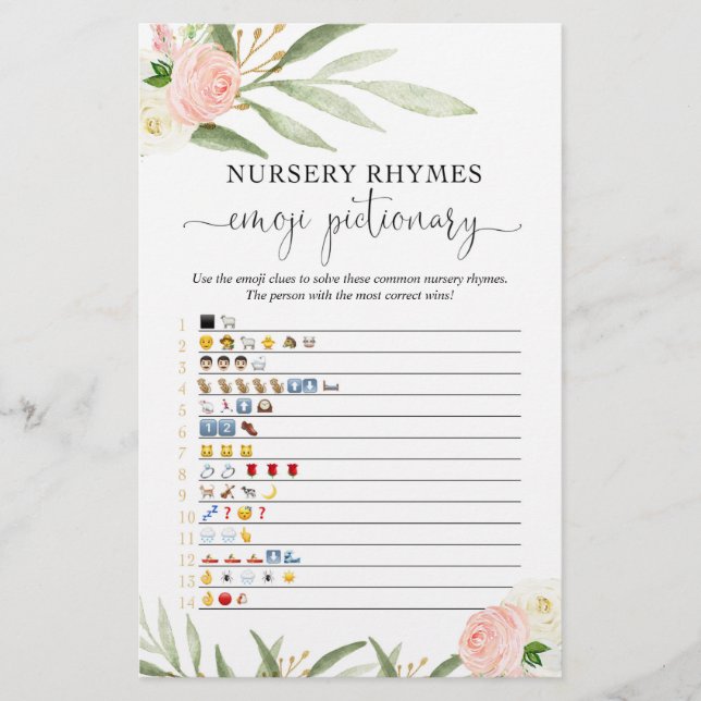 Emoji pictionary baby shower jeu vert rose (Devant)