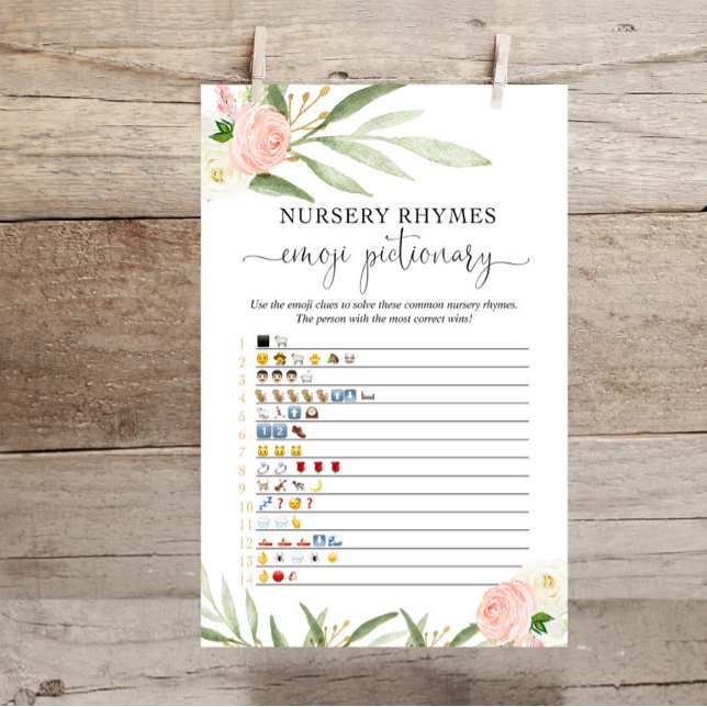 Emoji pictionary baby shower jeu vert rose (Créateur téléchargé)
