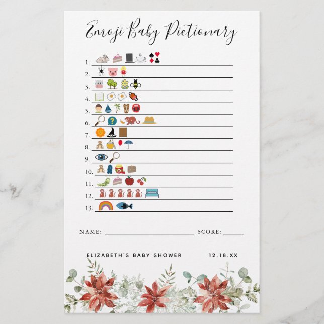 Emoji Pictionary | Jeu Baby shower (Devant)