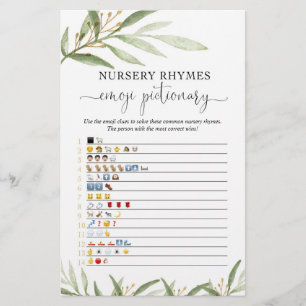 Emoji pictionary jeu de baby shower or verdure