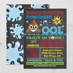 Emoji Pool Party Pooper Anniversaire Invitation