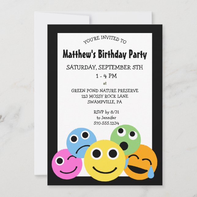 Emojis Emoticons Invitation de fête d'anniversaire (Devant)