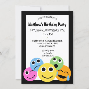 Emojis Emoticons Invitation de fête d'anniversaire