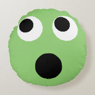 Emoticon vert visage effrayé Coussin ronde Emoji