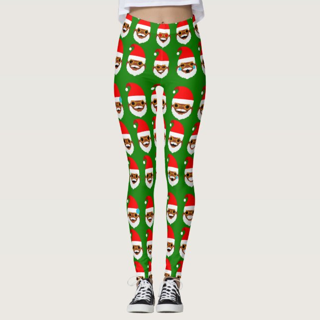 émoticônes de père Noël en afrique leggings (Devant)