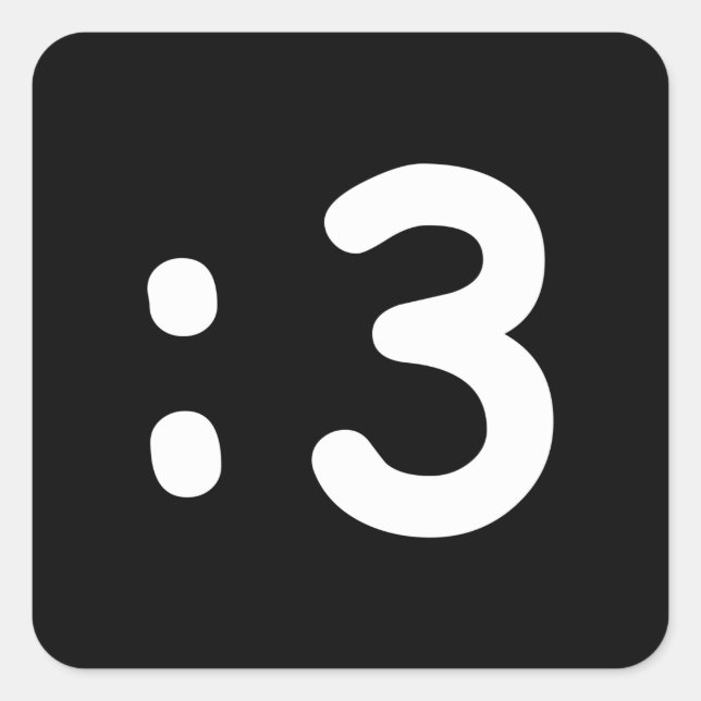 Émoticule face chat : 3 Sticker Carré (Devant)