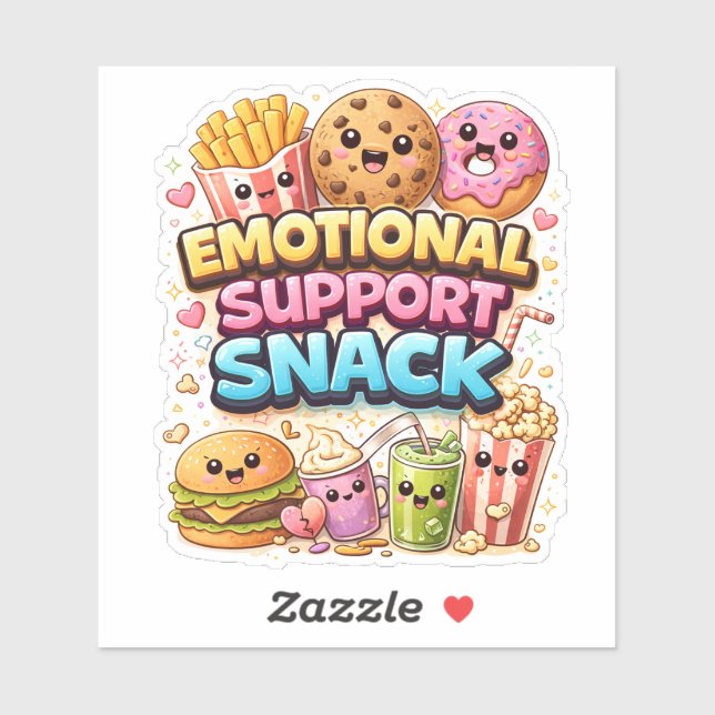 Emotional Support Snack Custom-Cut Vinyl Sticker (Feuille)