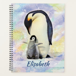 Empereur Penguin avec l'aquarelle de bébé poussi