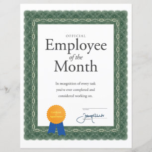Employé du certificat du mois