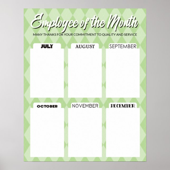 Employé du tableau photo 4X6 de l'affiche du mois (Devant)