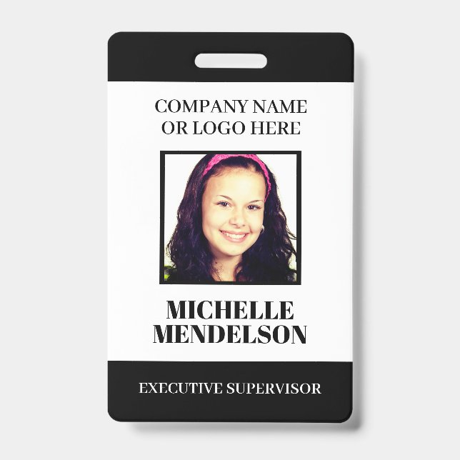 Employé personnalisé photo ID tag code-barre Badge (Avant)