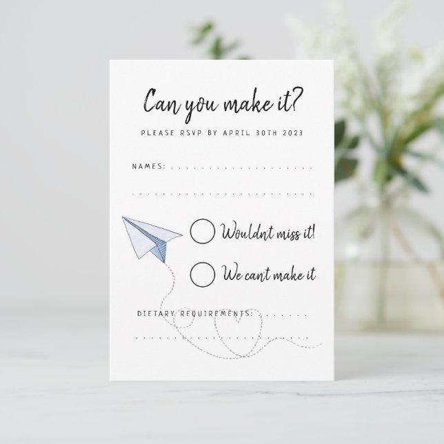 Emportez votre carte de réponse RSVP de mariage po (Debout devant)