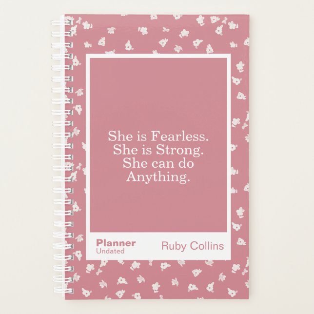 Empowering Dusty Pink Modern Floral Quote (Devant)