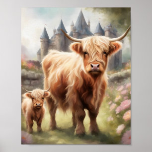 Empreinte d'art de la vache de Boho Highland, déco