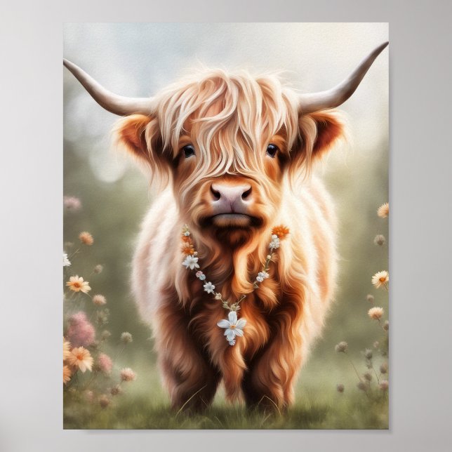 Empreinte d'art de la vache de Boho Highland, déco (Devant)