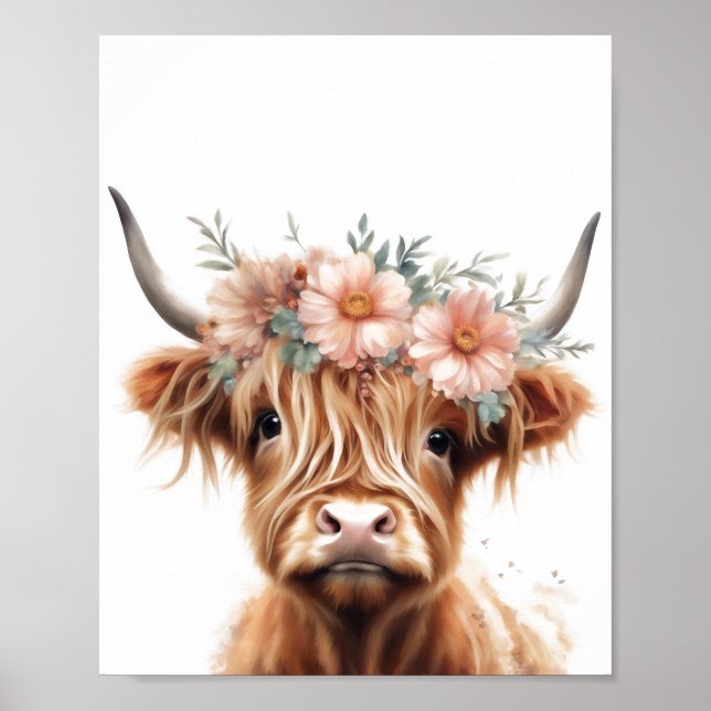 Empreinte d'art de la vache de Boho Highland, déco (Devant)