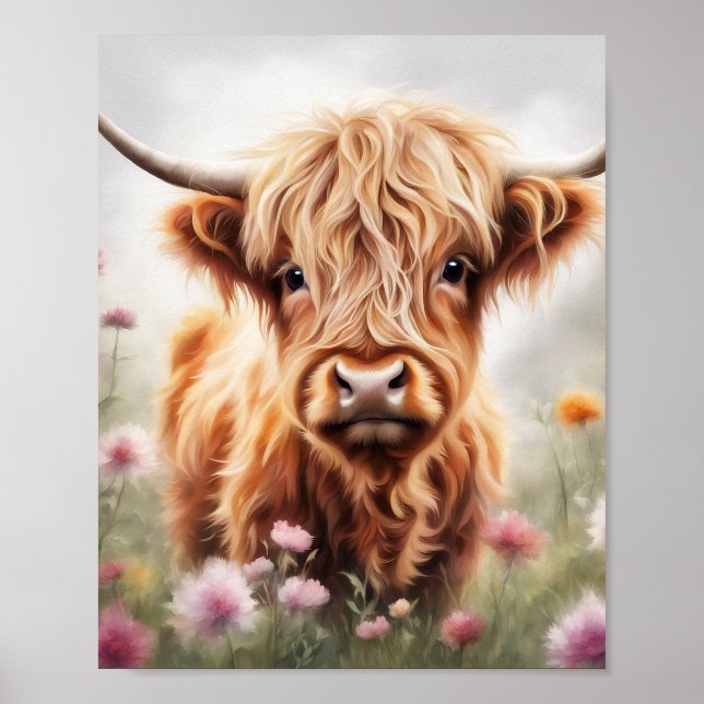 Empreinte d'art de la vache de Boho Highland, déco (Devant)