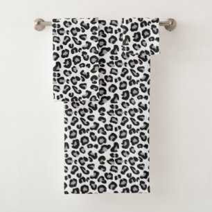 Empreinte de léopard en noir et blanc avec gris /