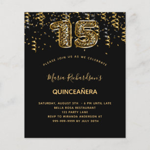 Empreinte de léopard en or noir Quinceanera