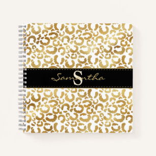 Empreinte de léopard or personnalisé Carnet spiral